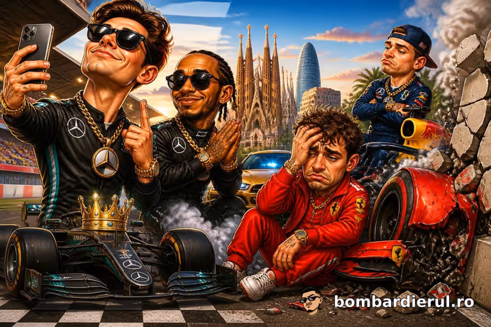ȘOC TOTAL în F1! Leclerc spulberat de zid, Russell rege în Barcelona! Ce-a pățit Max Verstappen?
